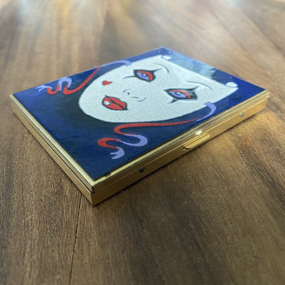 Vintage Mask Enamel Cigarette Case Limoges Limited Hand Crafted Santa Monica USA - Picture 5 of 8